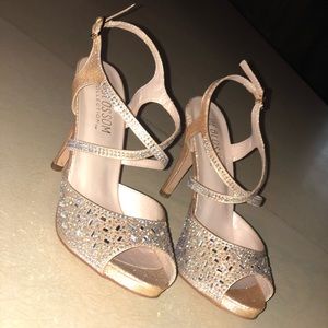 Nude sparkle heels.
